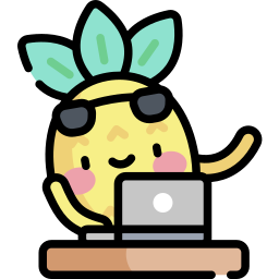 Pitney the Pineapple waving at you from behind a laptop